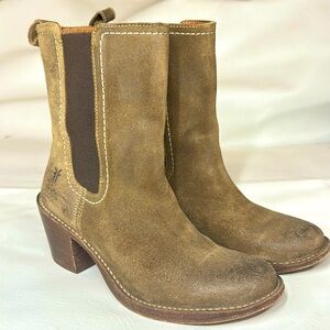 Frye suede Chelsea boots brown leather booties 6.5